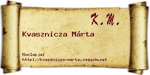 Kvasznicza Márta névjegykártya